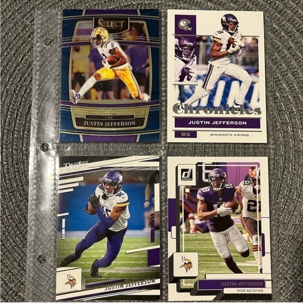 🏈 Justin Jefferson NFL Football Card Collection, Set of 4